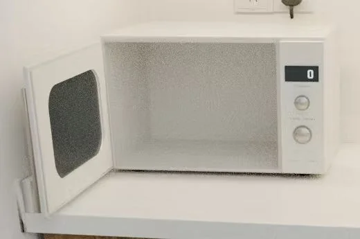 Microwave with door open